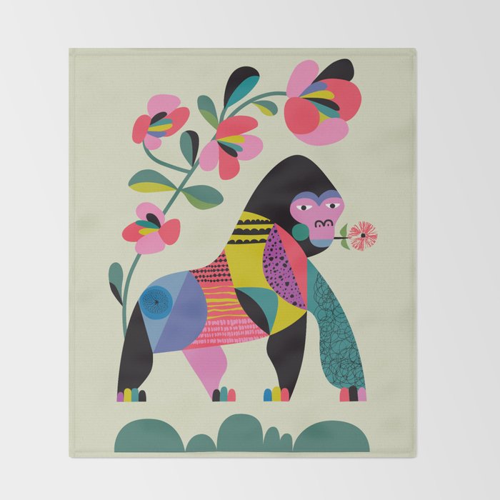 Mid Century Modern Gorilla Throw Blanket Gallery Image 2