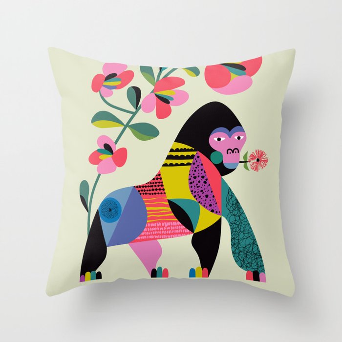 Mid Century Modern Gorilla Throw Pillow Gallery Image 6