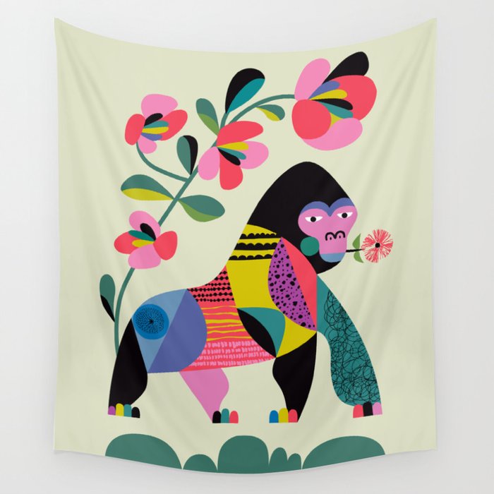 Mid Century Modern Gorilla Wall Tapestry Gallery Image 4