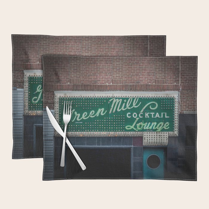 Green Mill Cocktail Lounge Vintage Neon Sign Uptown Chicago Placemat Gallery Image 1