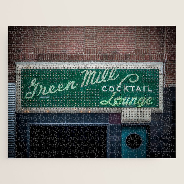 Green Mill Cocktail Lounge Vintage Neon Sign Uptown Chicago Jigsaw Puzzle Gallery Image 1