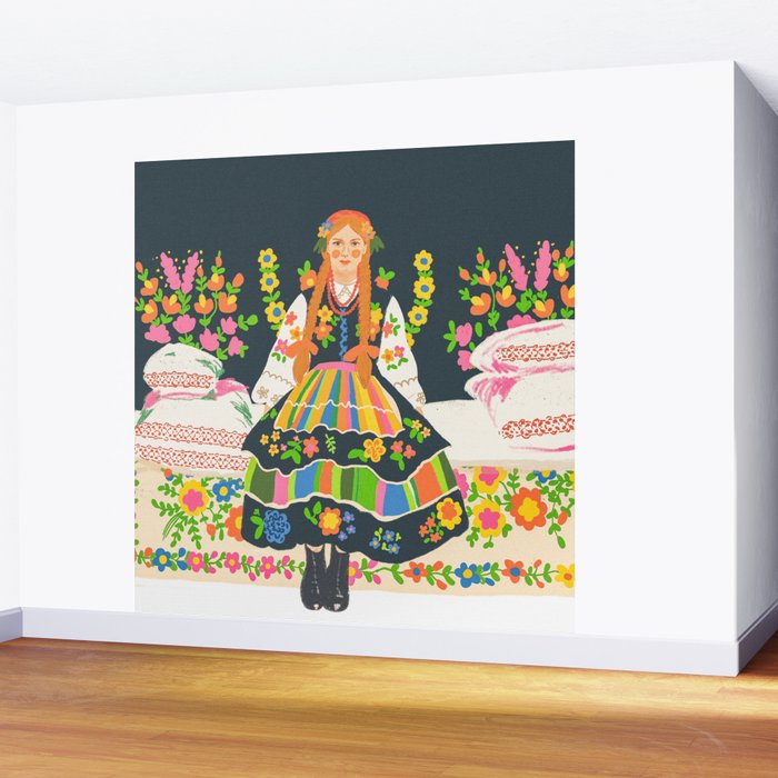 Polish folk girl Wall Mural Gallery Image 2