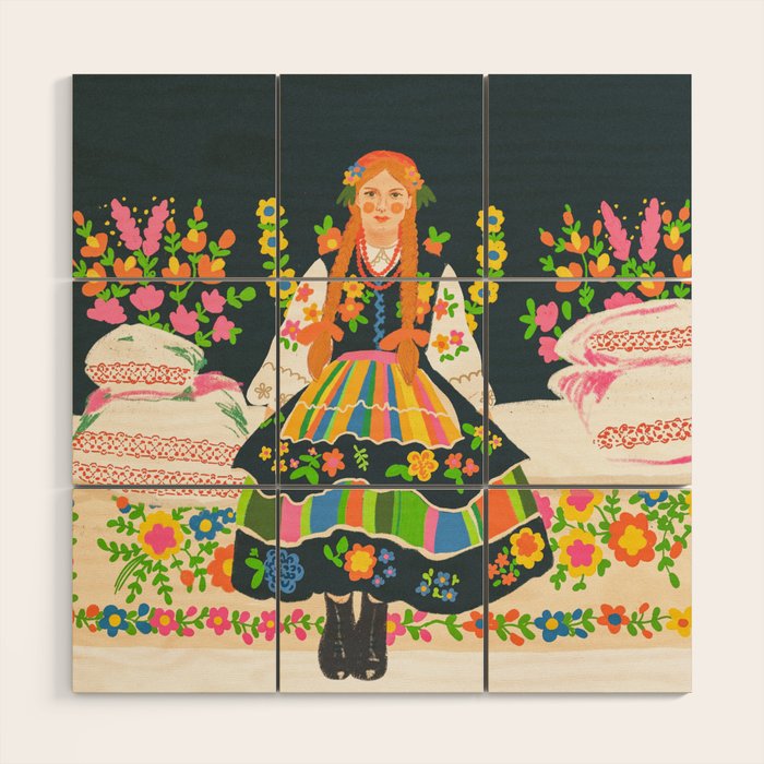 Polish folk girl Wood Wall Art Gallery Image 1