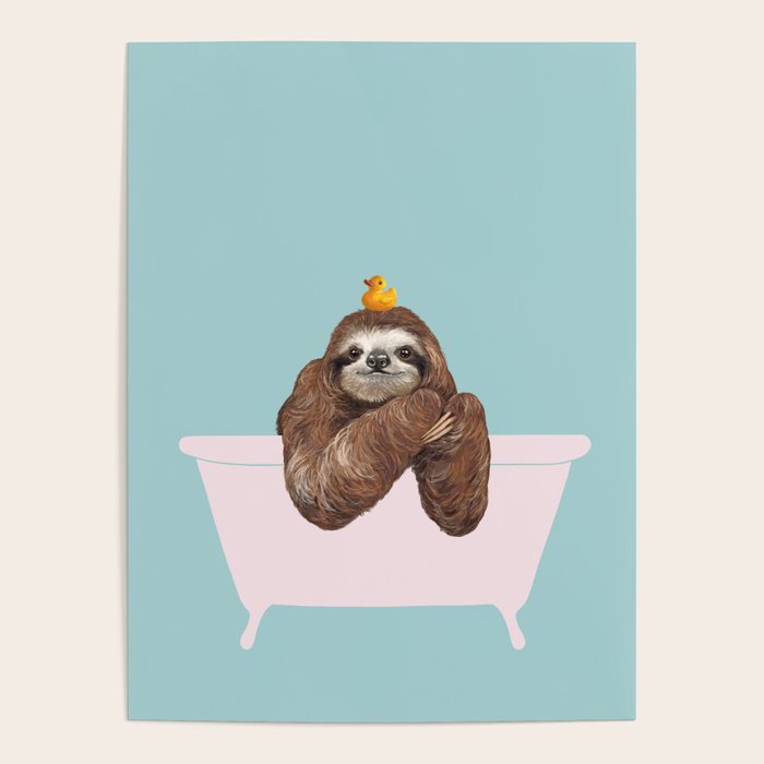 Sloth in Bathtub  Poster Gallery Image 1