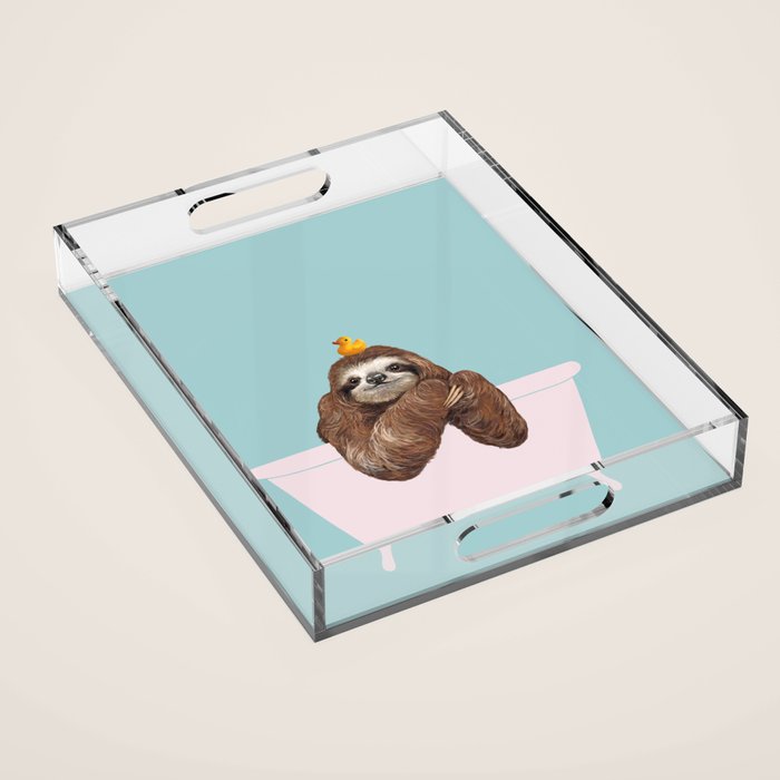 Sloth in Bathtub  Acrylic Tray Gallery Image 1