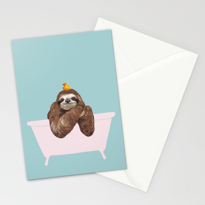 Sloth in Bathtub  Stationery Card Gallery Image 2