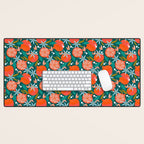 Summer Pomegranate, Tropical Fruit Illustration, Colorful Eclectic Bohemian Juicy Summer Botanical Desk Mat Gallery Image 1