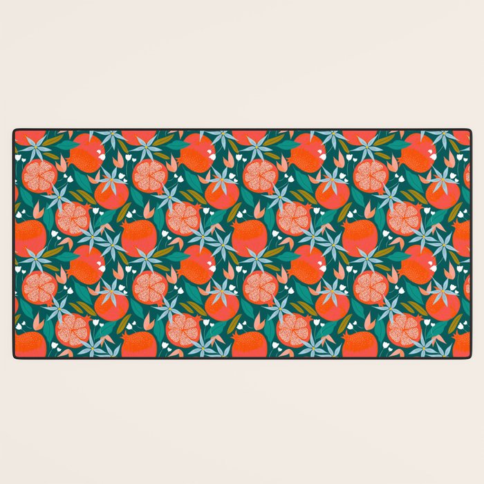 Summer Pomegranate, Tropical Fruit Illustration, Colorful Eclectic Bohemian Juicy Summer Botanical Desk Mat Gallery Image 3