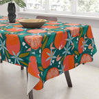 Summer Pomegranate, Tropical Fruit Illustration, Colorful Eclectic Bohemian Juicy Summer Botanical Tablecloth Gallery Image 3