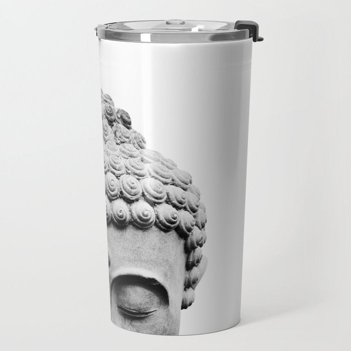Shy Buddha - Black and White Photography Travel Mug Gallery Image 2