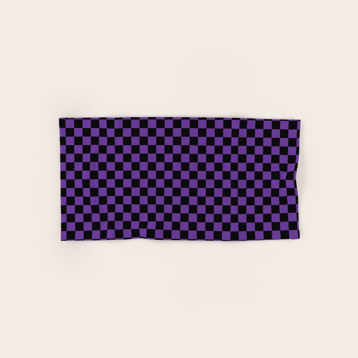 Halloween Purple and Black Checkerboard Pattern SM Bath Towel Gallery Image 1