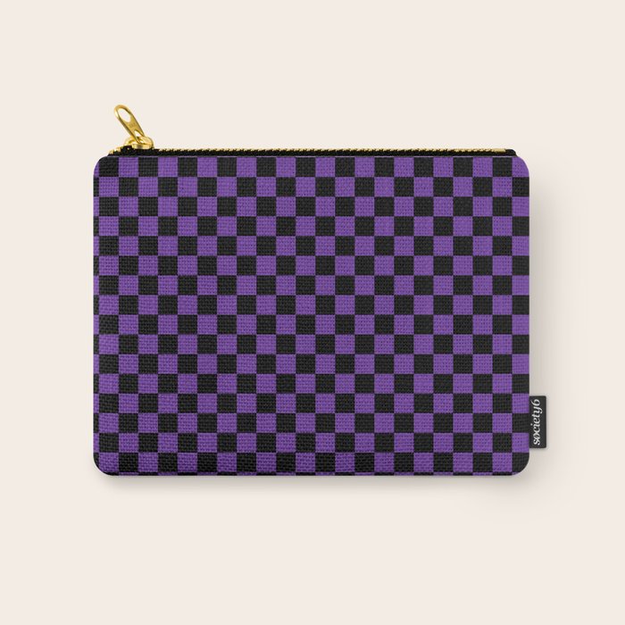 Halloween Purple and Black Checkerboard Pattern SM Carry All Pouch Gallery Image 1