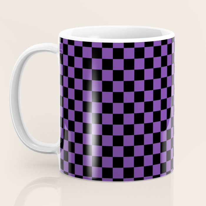 Halloween Purple and Black Checkerboard Pattern SM Coffee Mug Gallery Image 3