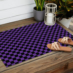 Halloween Purple and Black Checkerboard Pattern SM Outdoor Rug Gallery Image 2