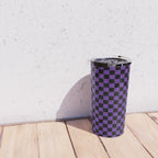 Halloween Purple and Black Checkerboard Pattern SM Travel Mug Gallery Image 4