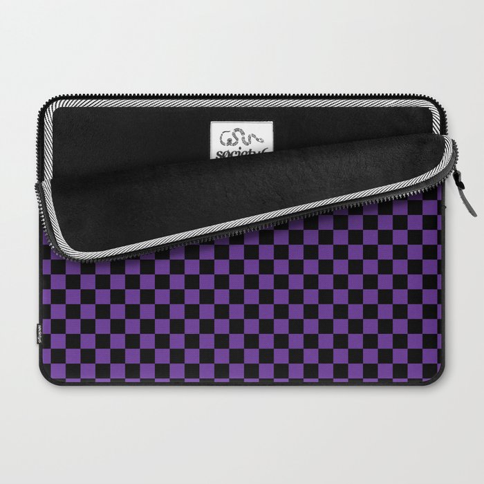 Halloween Purple and Black Checkerboard Pattern SM Laptop Sleeve Gallery Image 2