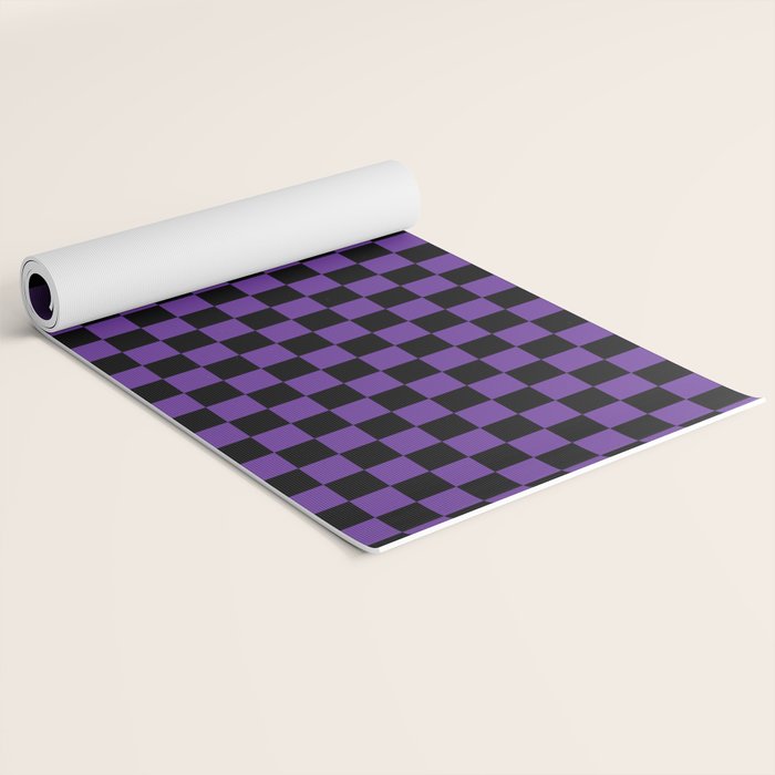Halloween Purple and Black Checkerboard Pattern SM Yoga Mat Gallery Image 2