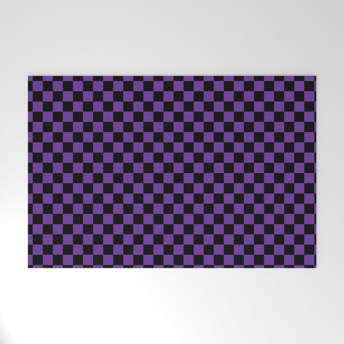 Halloween Purple and Black Checkerboard Pattern SM Welcome Mat Gallery Image 1