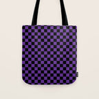 Halloween Purple and Black Checkerboard Pattern SM Tote Bag Gallery Image 1