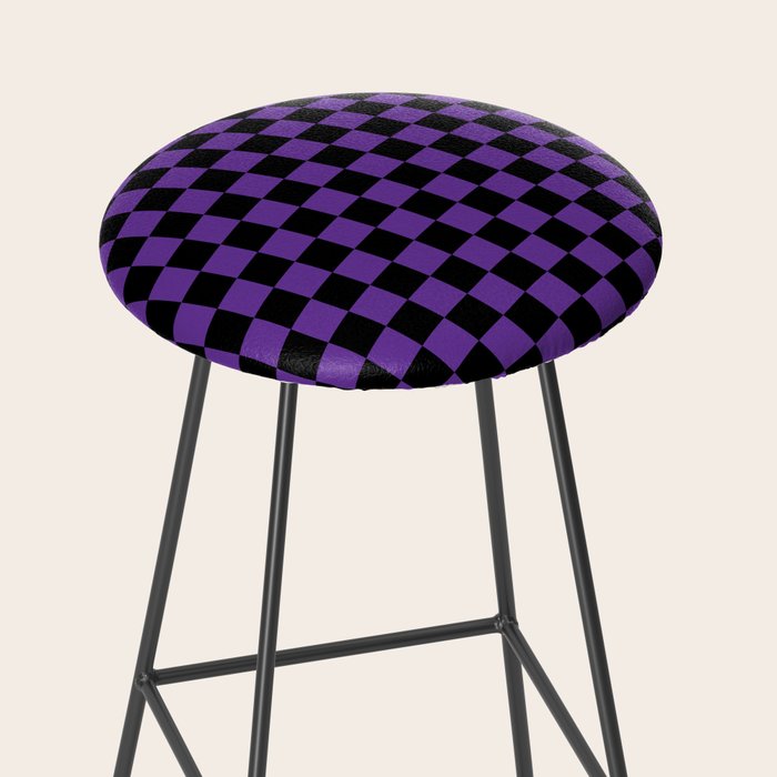 Halloween Purple and Black Checkerboard Pattern SM Stool Gallery Image 2