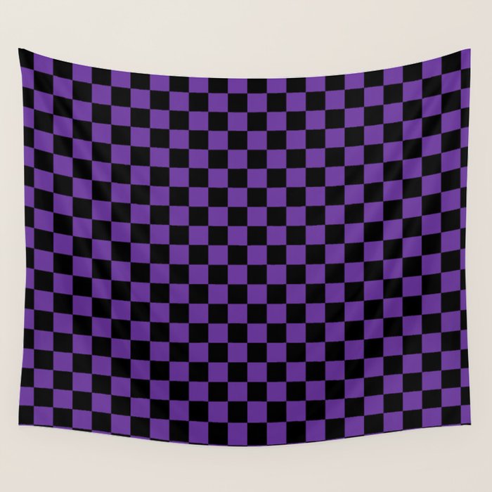 Halloween Purple and Black Checkerboard Pattern SM Wall Tapestry Gallery Image 1