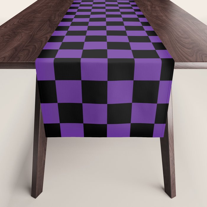 Halloween Purple and Black Checkerboard Pattern SM Table Runner Gallery Image 1