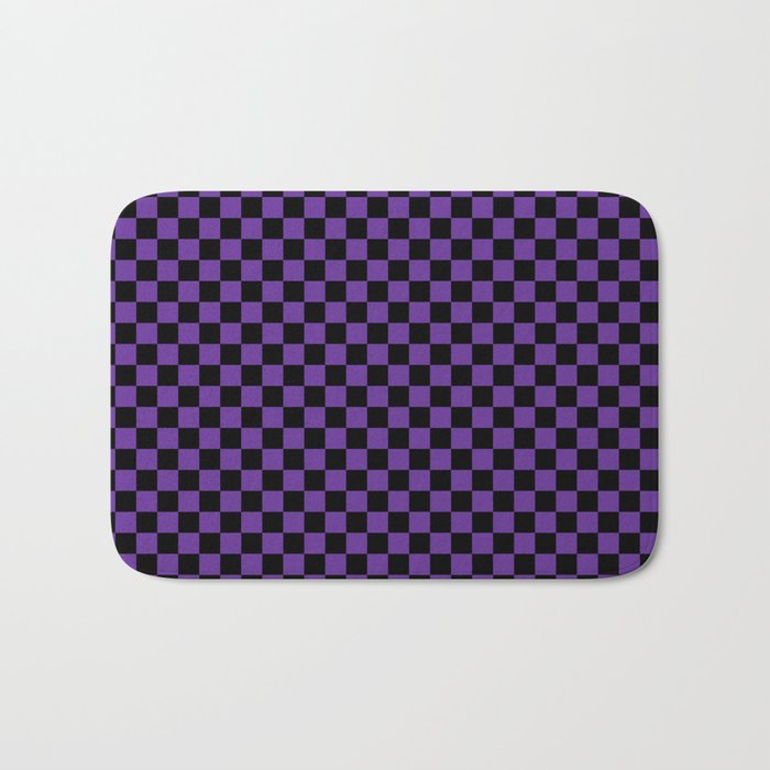 Halloween Purple and Black Checkerboard Pattern SM Bath Mat Gallery Image 1