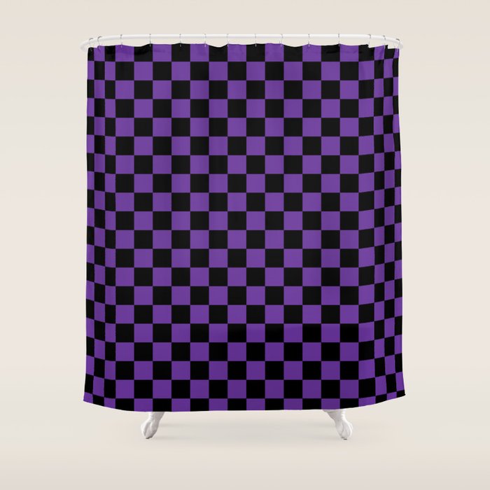 Halloween Purple and Black Checkerboard Pattern SM Shower Curtain Gallery Image 1