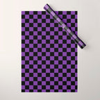 Halloween Purple and Black Checkerboard Pattern SM Wrapping Paper Gallery Image 1