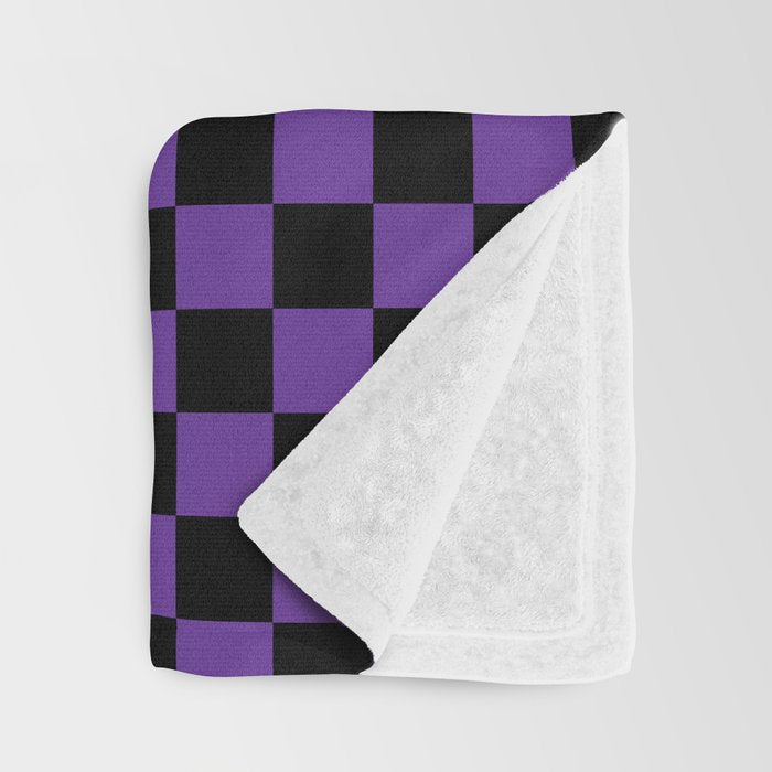 Halloween Purple and Black Checkerboard Pattern SM Throw Blanket Gallery Image 3