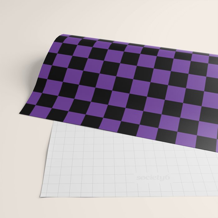 Halloween Purple and Black Checkerboard Pattern SM Wrapping Paper Gallery Image 2