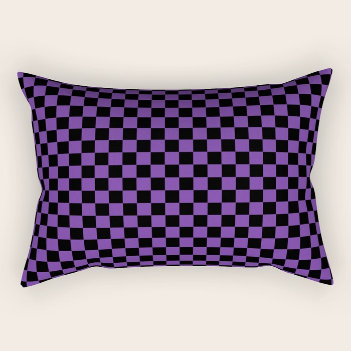 Halloween Purple and Black Checkerboard Pattern SM Rectangular Pillow Gallery Image 2