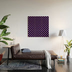 Halloween Purple and Black Checkerboard Pattern SM Wood Wall Art Gallery Image 2