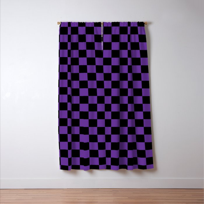 Halloween Purple and Black Checkerboard Pattern SM Window Curtain Gallery Image 3