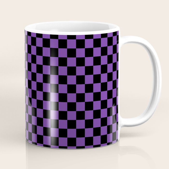 Halloween Purple and Black Checkerboard Pattern SM Coffee Mug Gallery Image 1