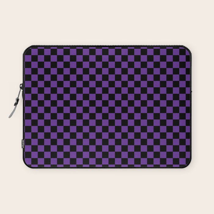 Halloween Purple and Black Checkerboard Pattern SM Laptop Sleeve Gallery Image 1