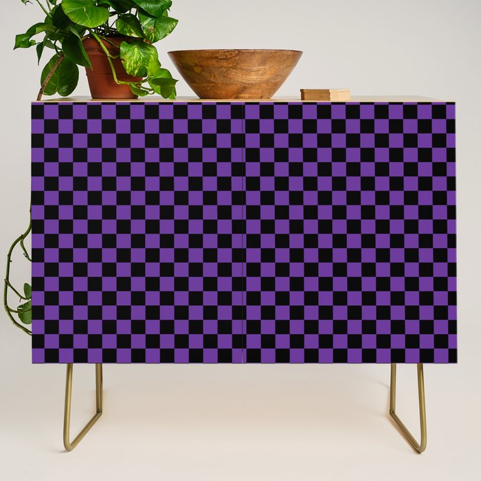 Halloween Purple and Black Checkerboard Pattern SM Credenza Gallery Image 1