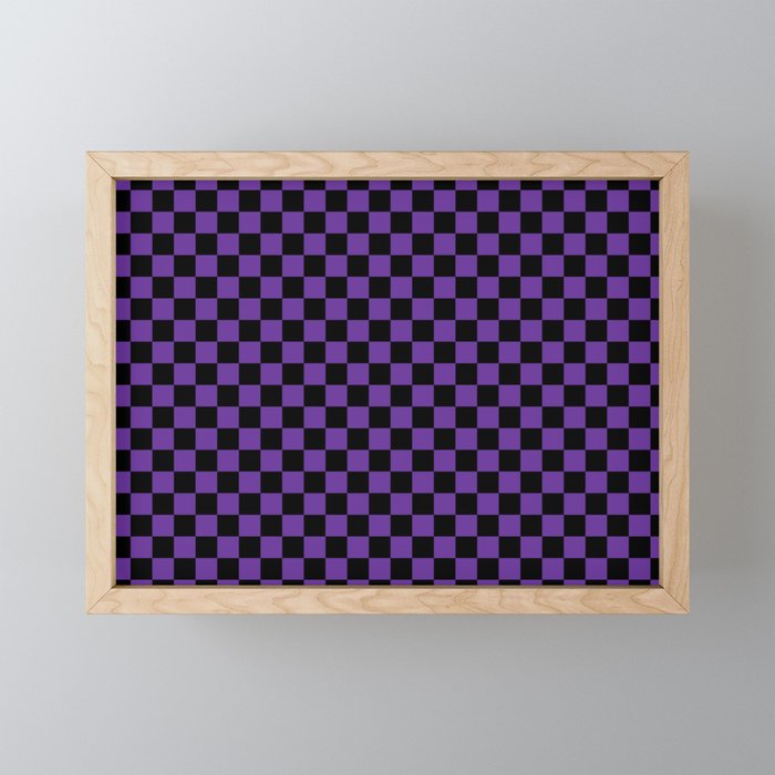 Halloween Purple and Black Checkerboard Pattern SM Mini Art Print Gallery Image 1