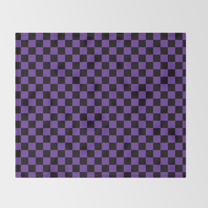 Halloween Purple and Black Checkerboard Pattern SM Throw Blanket Gallery Image 2