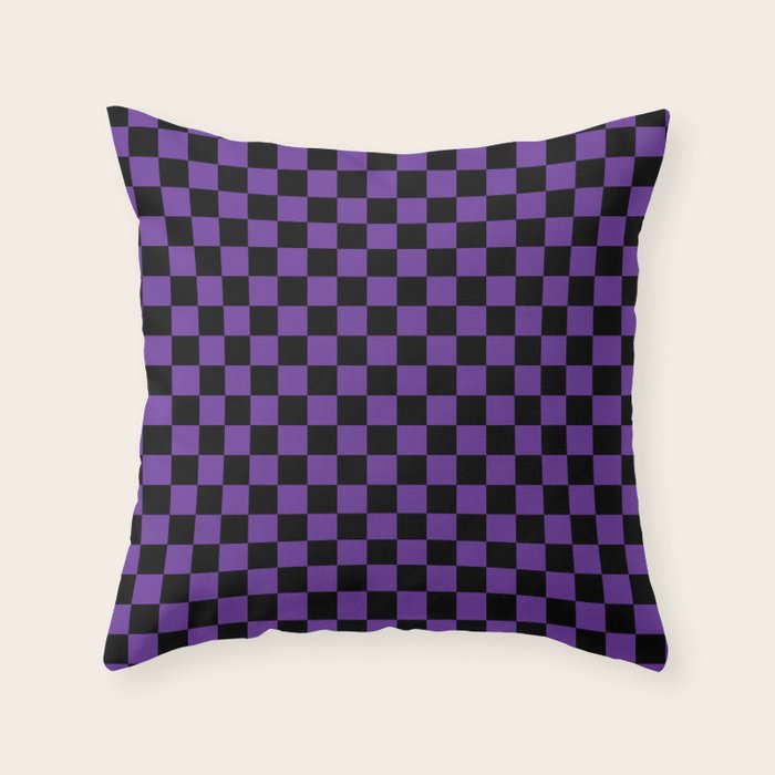 Halloween Purple and Black Checkerboard Pattern SM Throw Pillow Gallery Image 6