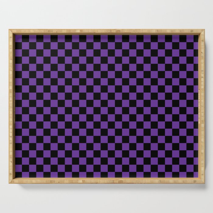 Halloween Purple and Black Checkerboard Pattern SM Serving Tray Gallery Image 1