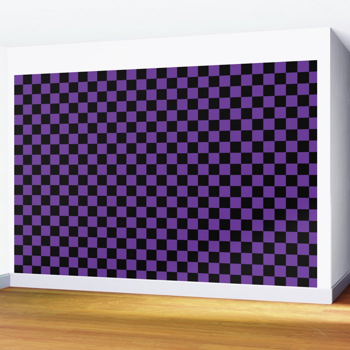 Halloween Purple and Black Checkerboard Pattern SM Wall Mural Gallery Image 2