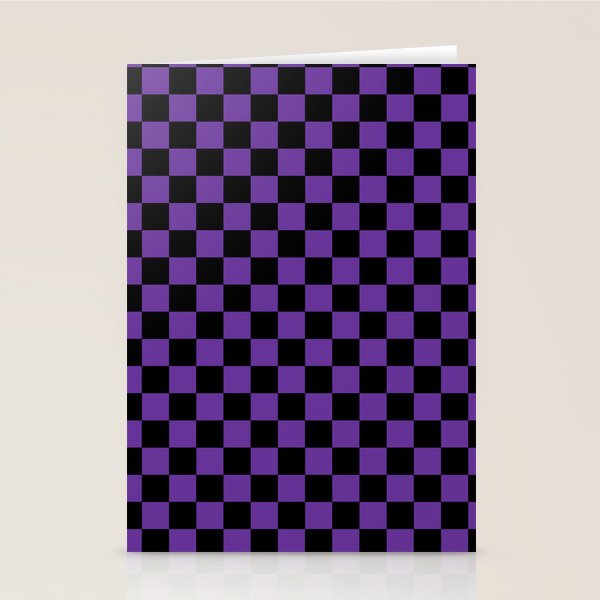Halloween Purple and Black Checkerboard Pattern SM Stationery Card Gallery Image 2
