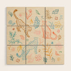 Rainbow Cheetahs and plants Wood Wall Art Gallery Image 1