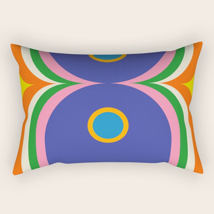 Fun Bold Colorful Mod Curves Retro Abstract Rectangular Pillow Gallery Image 1