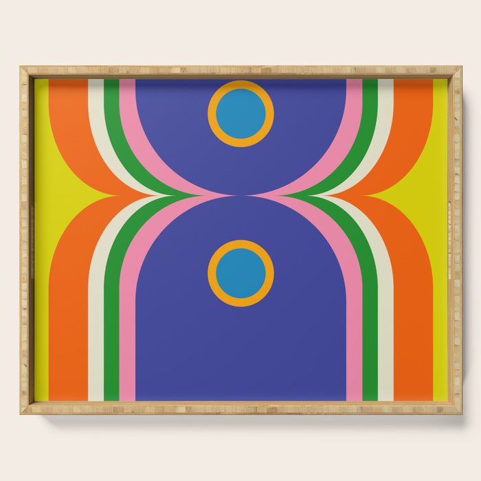 Fun Bold Colorful Mod Curves Retro Abstract Serving Tray Gallery Image 1
