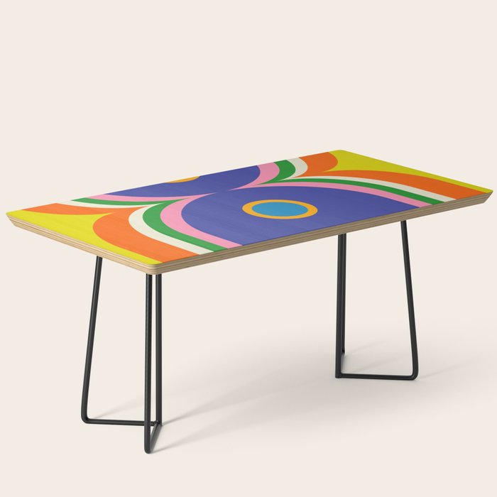 Fun Bold Colorful Mod Curves Retro Abstract Coffee Table Gallery Image 1