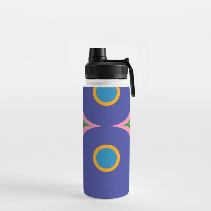 Fun Bold Colorful Mod Curves Retro Abstract Water Bottle Gallery Image 2
