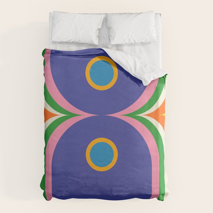 Fun Bold Colorful Mod Curves Retro Abstract Duvet Cover Gallery Image 6