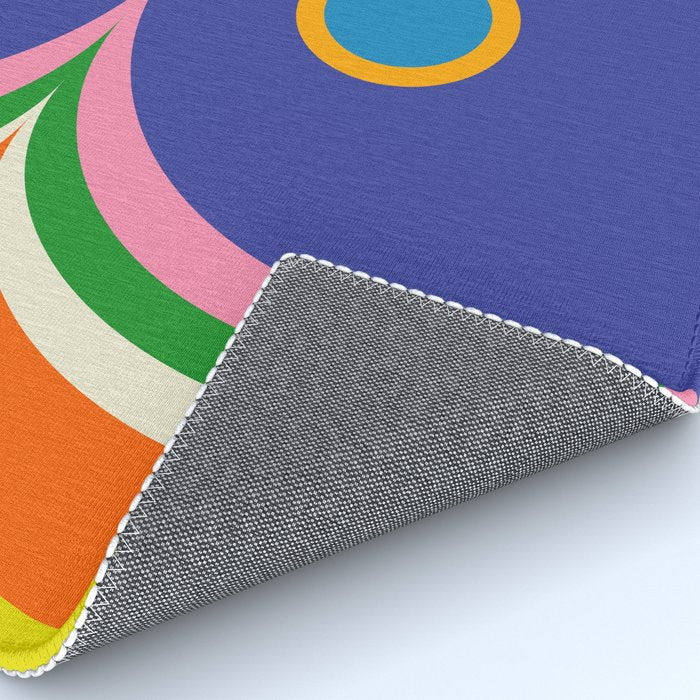 Fun Bold Colorful Mod Curves Retro Abstract Rug Gallery Image 4